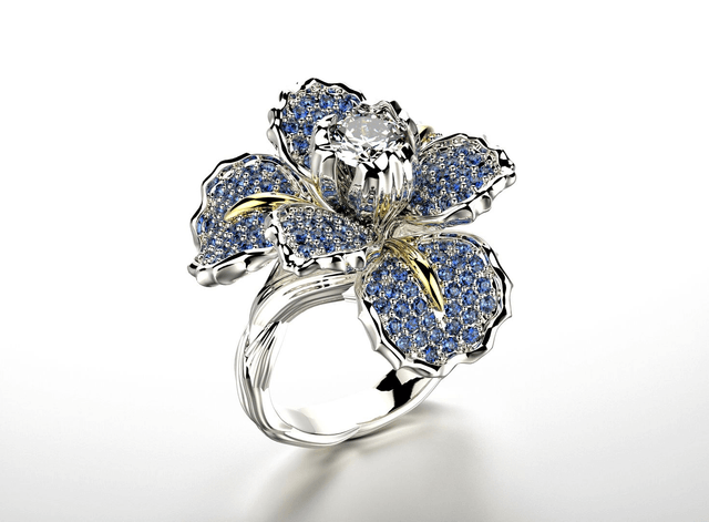 Gold ring with diamond "Iris"