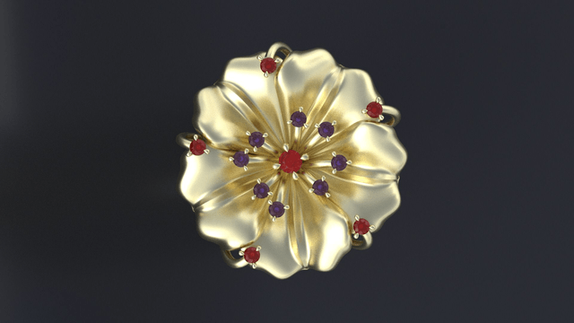 Gold Ring with Rubies "Lily"