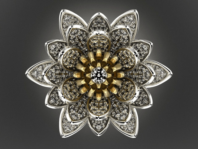 Gold ring with diamond "Lotus"