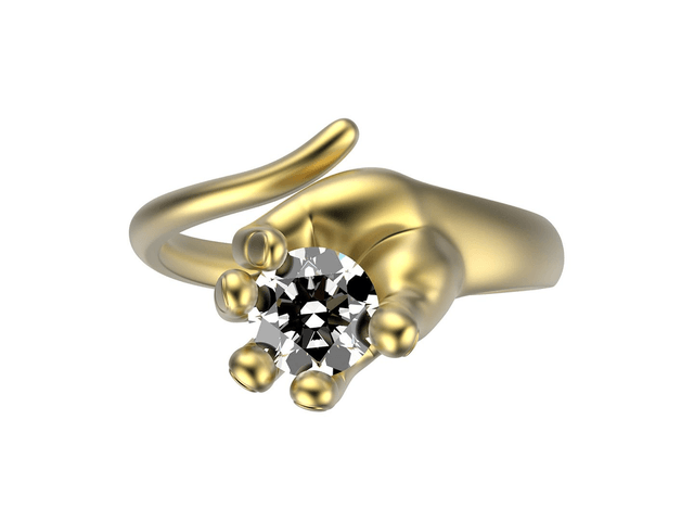 Golden Ring Hand holding Stone
