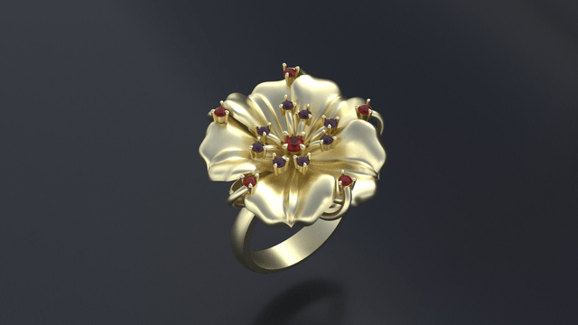Gold Ring with Rubies "Lily"