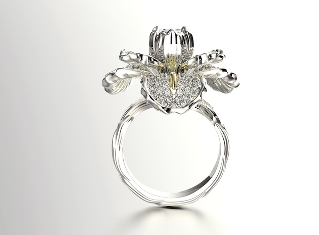 Gold ring with diamond "Iris"