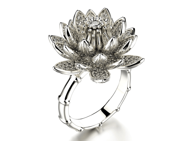 Gold ring with diamond "Lotus"