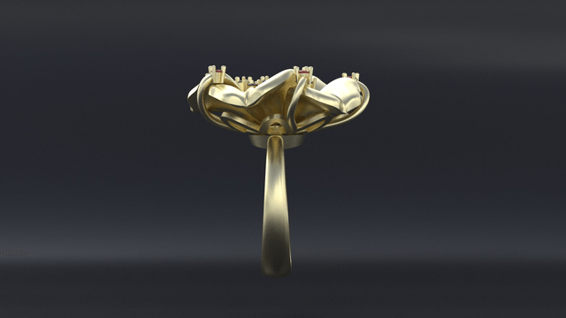 Gold Ring with Rubies "Lily"