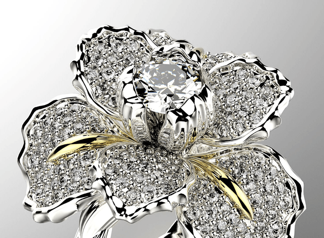 Gold ring with diamond "Iris"