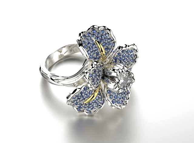 Gold ring with diamond "Iris"