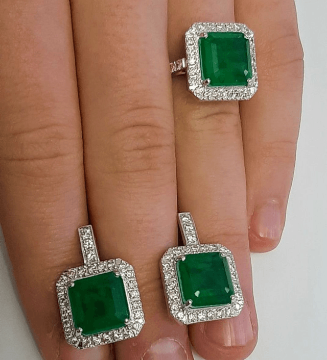 Set with Emeralds and Diamonds