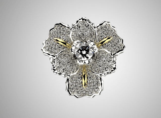 Gold ring with diamond "Iris"