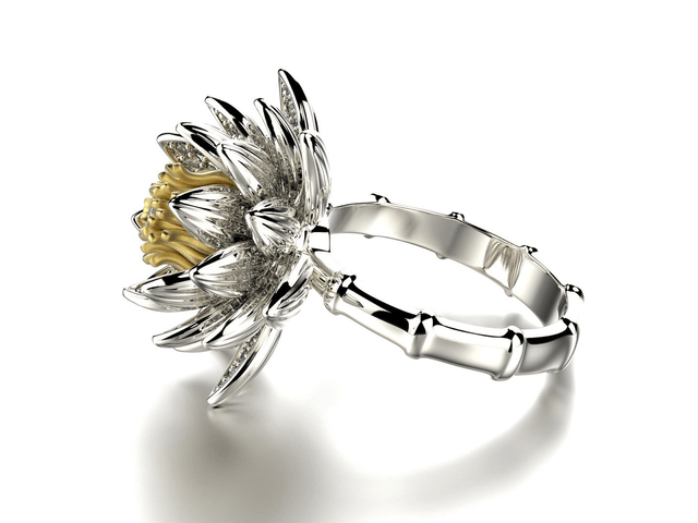 Gold ring with diamond "Lotus"