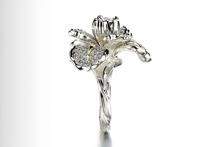 Gold ring with diamond "Iris"