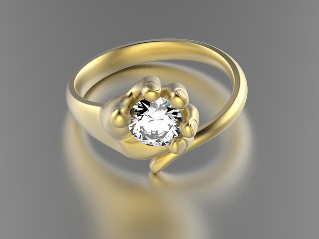 Golden Ring Hand holding Stone