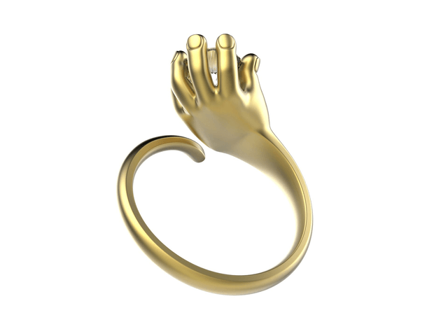 Golden Ring Hand holding Stone