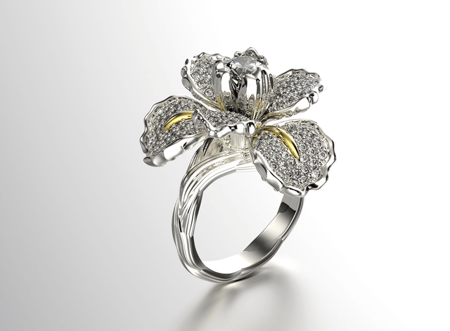 Gold ring with diamond "Iris"
