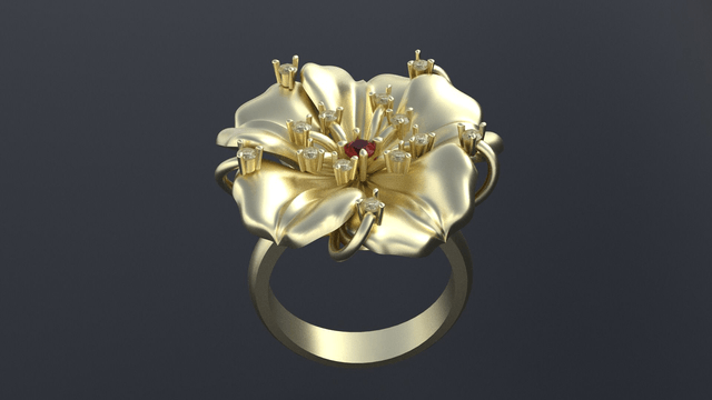 Gold Ring with Rubies "Lily"