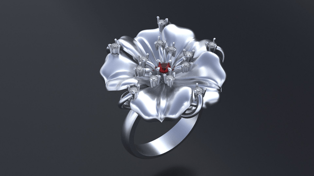 Gold Ring with Rubies "Lily"