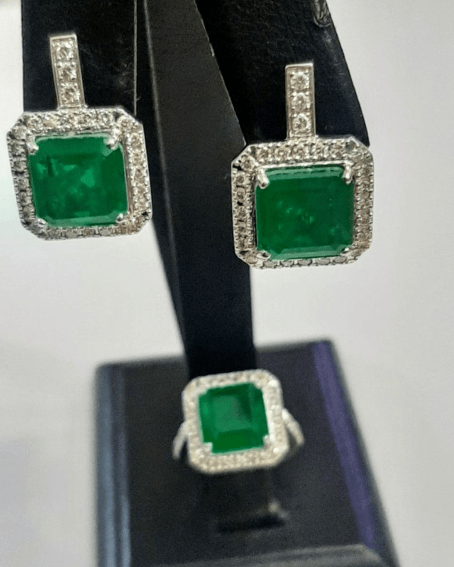 Set with Emeralds and Diamonds