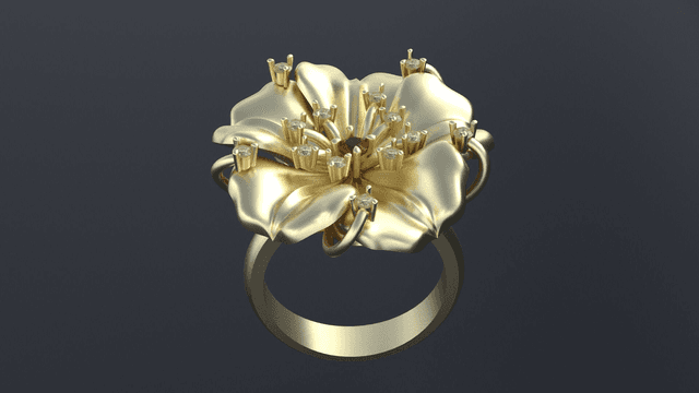 Gold Ring with Rubies &quot;Lily&quot;